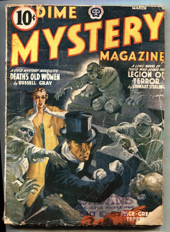 Dime Mystery Magazine-March 1941-Rare Pulp-Weird Menace-Amputee (1941), raw, ungraded comic book — front cover