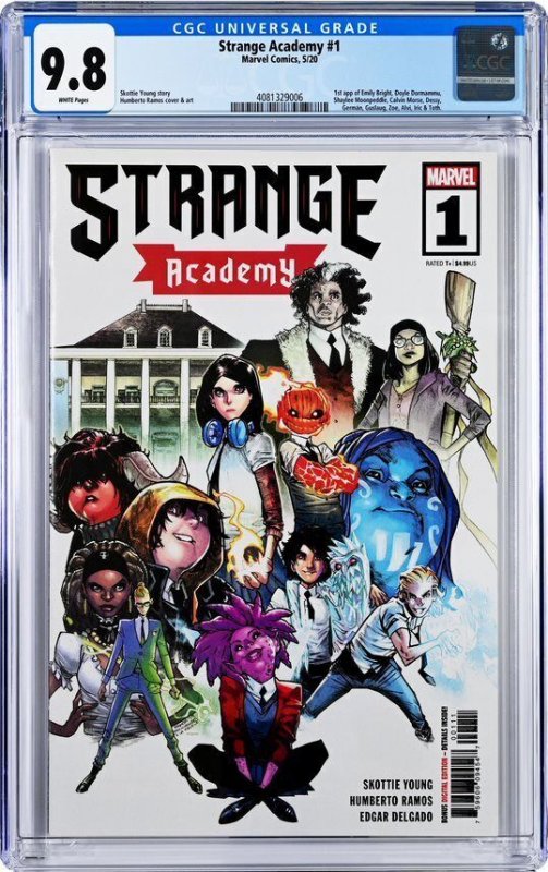 Strange Academy #1 (Marvel Comics), CGC 9.8 graded comic book, Universal Blue label — front cover in its holder