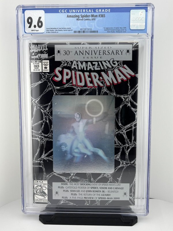 Amazing Spider-Man #365 (Marvel Comics), CGC 9.6 graded comic book, Universal Blue label — front cover in its holder