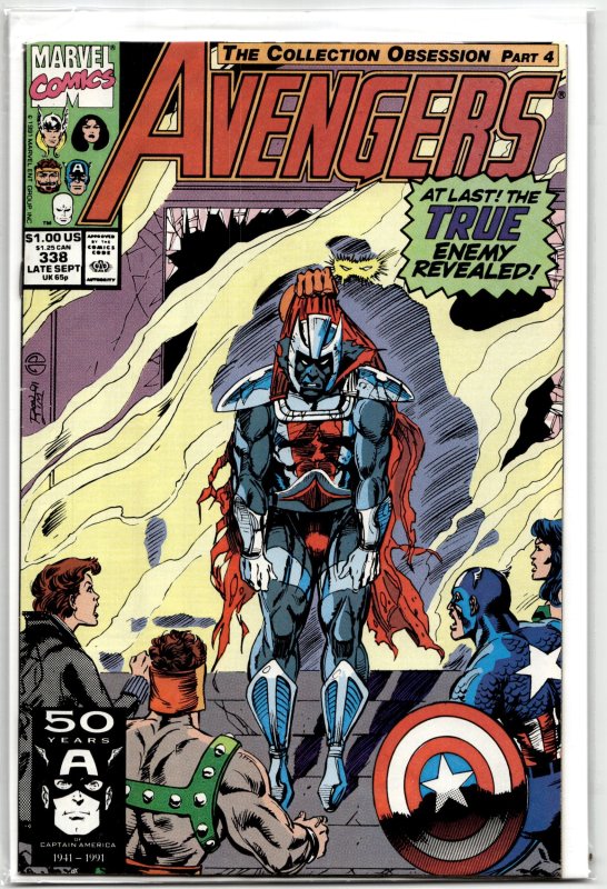 The Avengers #338 (Marvel Comics, 1991), raw, ungraded comic book — front cover