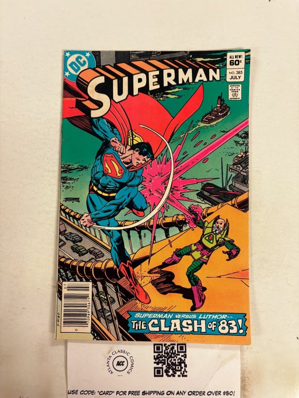 Superman #385 (DC Comics), raw comic book in VF condition — front cover