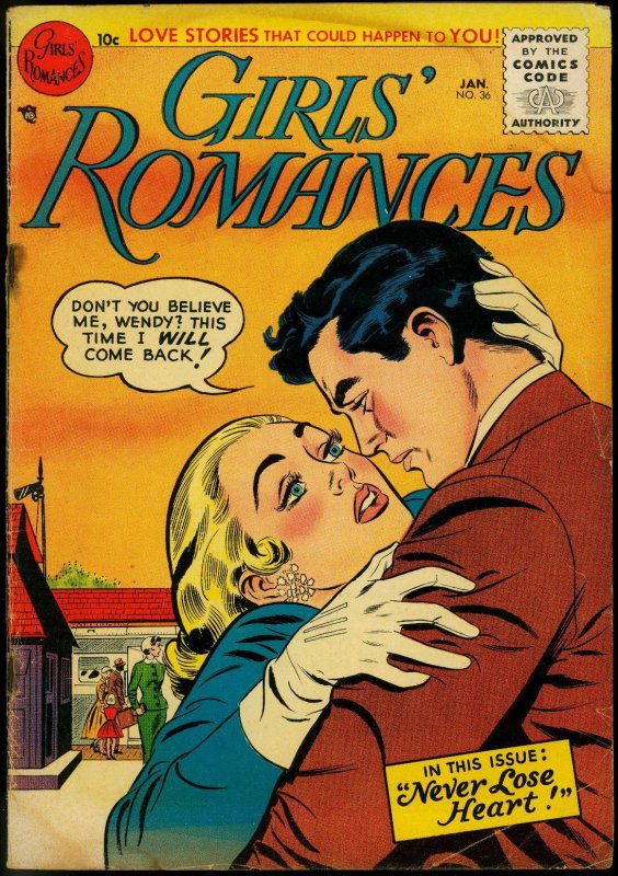 Girls' Romances #36 (DC Comics, 1956), raw, ungraded comic book — front cover