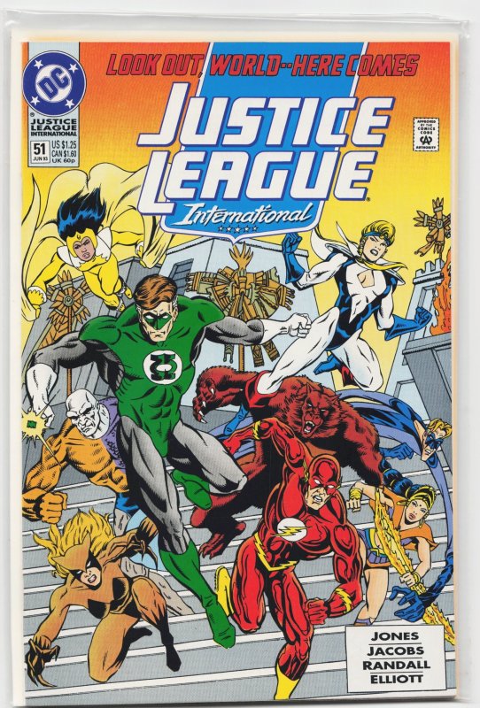Justice League International #51 (DC Comics, 1993), raw, ungraded comic book — front cover