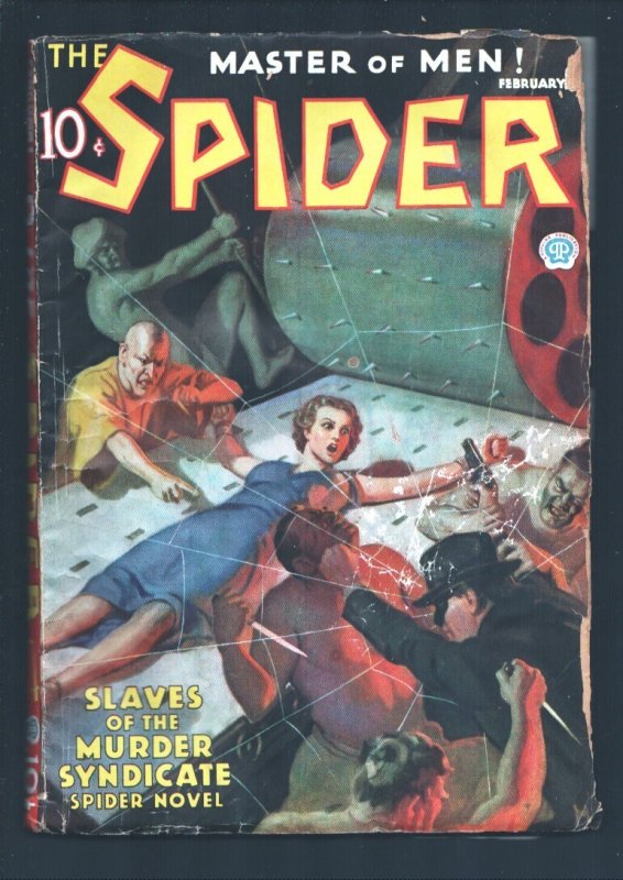 Spider 2/1936-Popular-"Slaves of the Murder Syndicate"- John Howitt Weird Men... (Popular Publications, 1936), raw, ungraded comic book — front cover