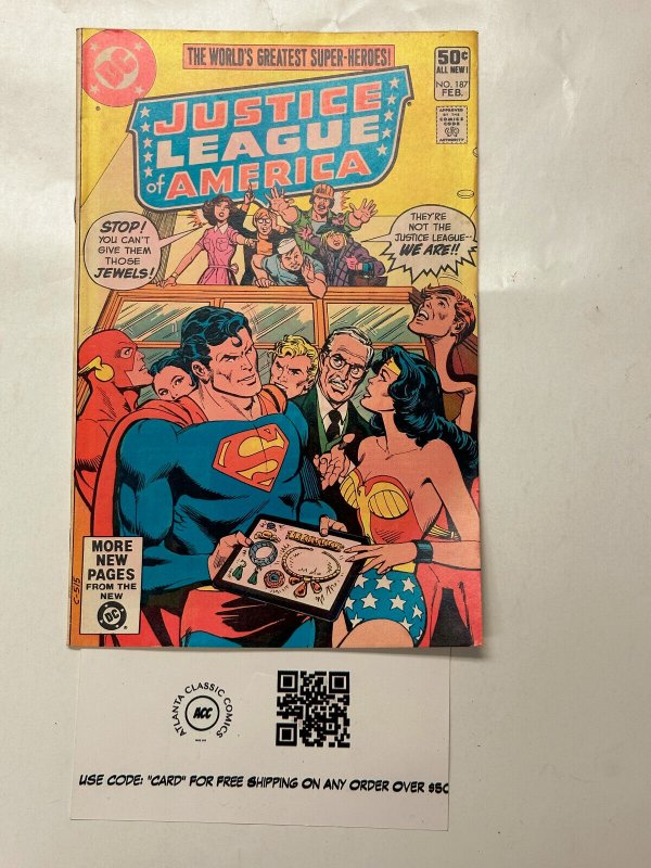 Justice League of America #187 (DC Comics, 1981), raw comic book in VF condition — front cover
