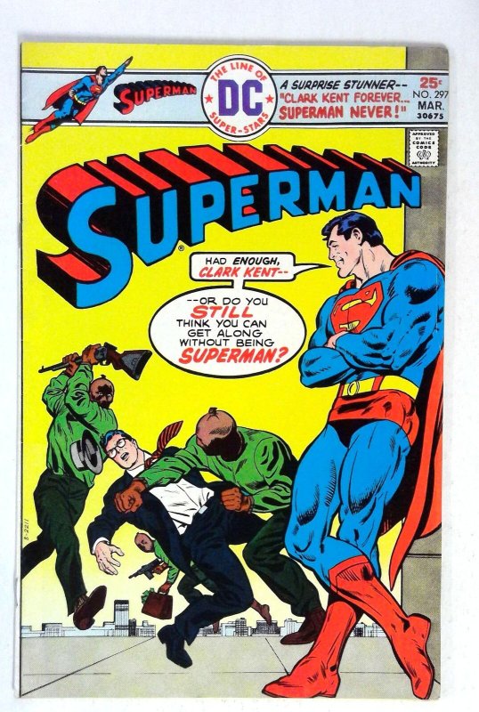 Superman #297 (DC Comics, 1976), raw comic book in VF condition — front cover