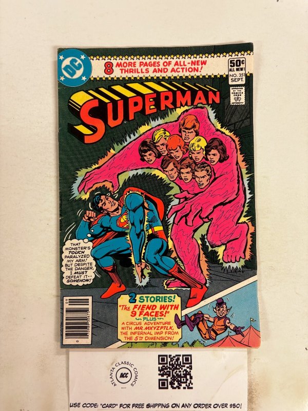 Superman #351 (DC Comics, 1980), raw comic book in VG condition — front cover