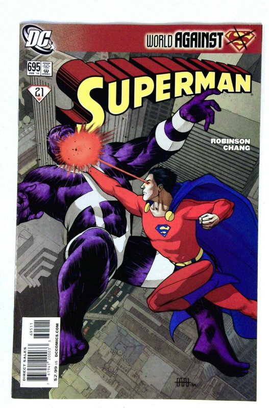 Superman #695 (DC Comics, 2010), raw comic book in NM- condition — front cover