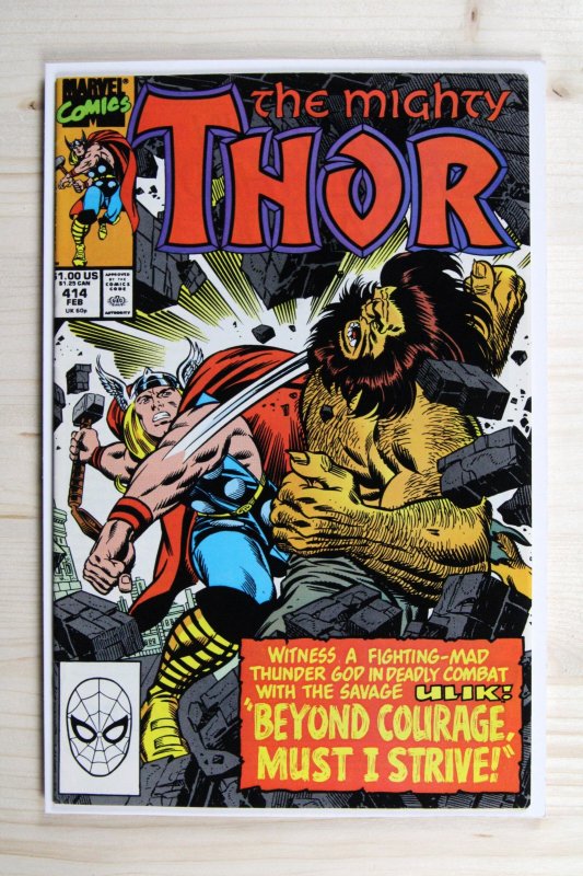 The Mighty Thor #414 (Marvel Comics, 1990), raw comic book in VF/NM 9.0 condition — front cover
