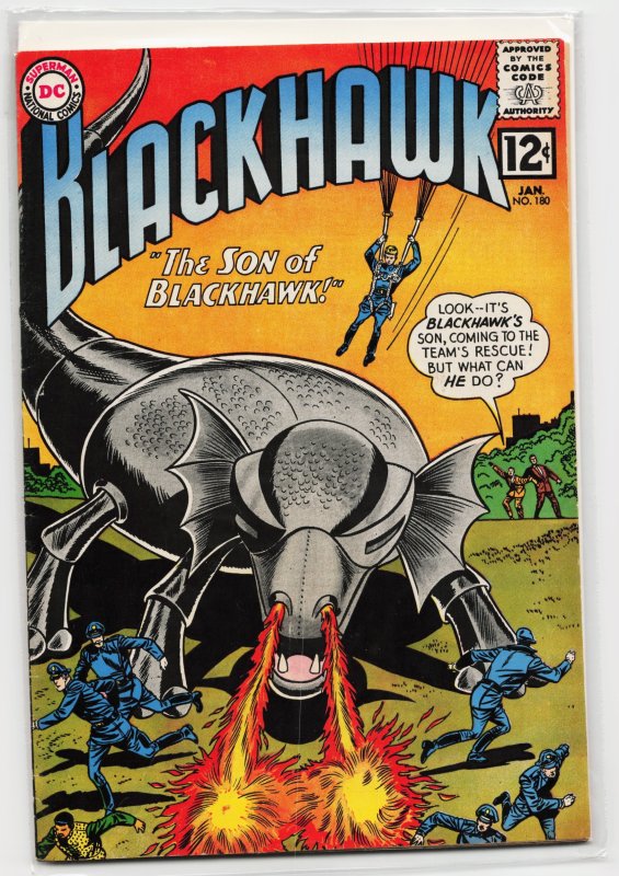 Blackhawk #180 (DC Comics, 1963), raw, ungraded comic book — front cover