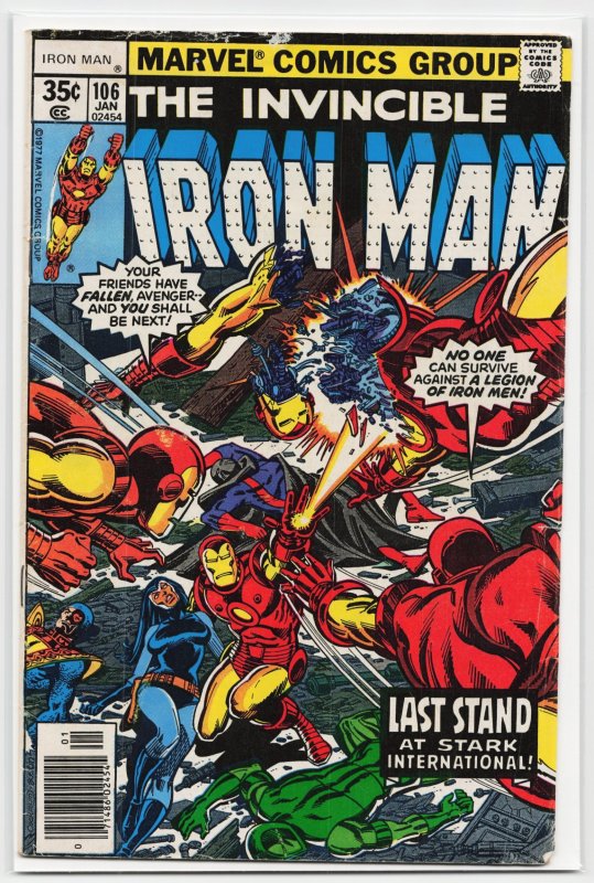 Iron Man #106 (Marvel Comics, 1978), raw, ungraded comic book — front cover