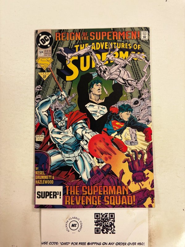 The Adventures of Superman #504 (DC Comics, 1993), raw comic book in NM condition — front cover