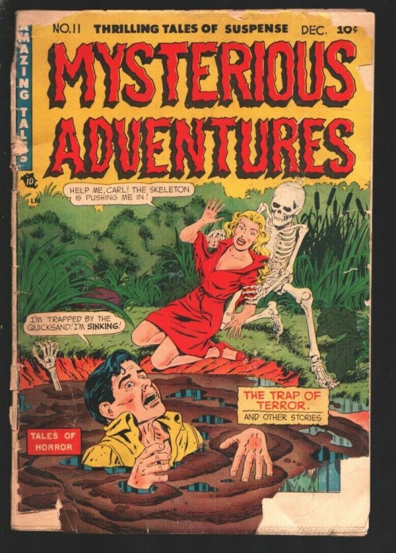 Mysterious Adventures #10-1952-Lurid and Scary Pre-code Horror Cover-skeleton..., raw, ungraded comic book — front cover