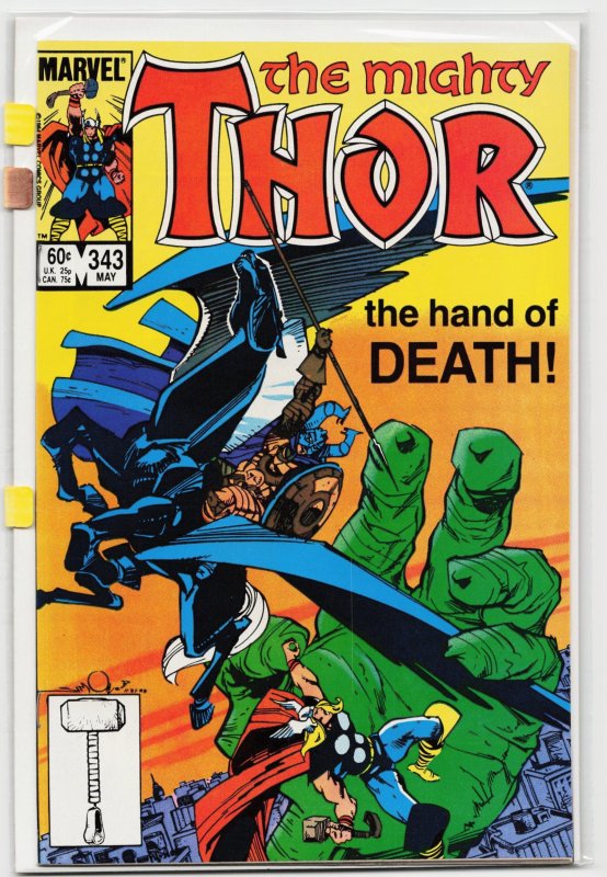 Thor #343 (Marvel Comics, 1984), raw, ungraded comic book — front cover