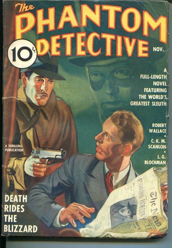 Phantom Detective 11/1936-Thrilling-hero Pulp-crime-mystery- Blizzard-FN/VF, raw comic book in FN/VF condition — front cover