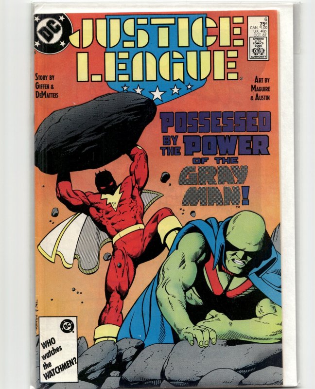 Justice League #6 (DC Comics, 1987), raw, ungraded comic book — front cover