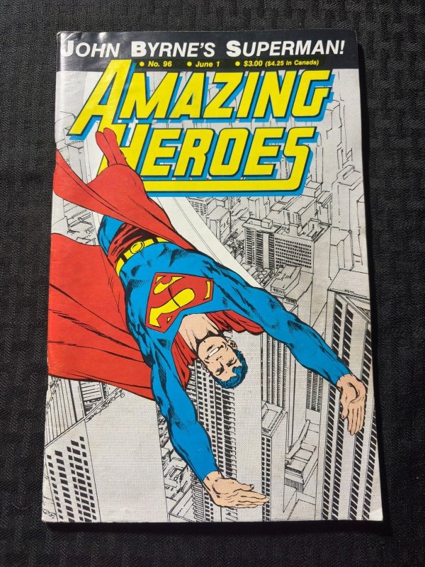 1986 Amazing Heroes Comic Magazine #96 (1986), raw comic book in FN 6.0 condition — front cover
