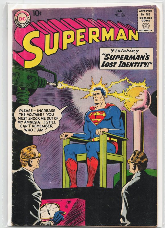 Superman #126 (DC Comics, 1959), raw, ungraded comic book — front cover