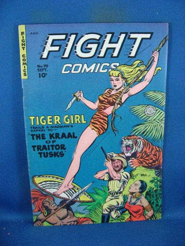Fight Comics #70 (Fiction House, 1950), raw comic book in VF- condition — front cover