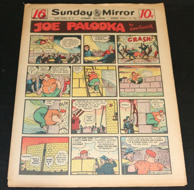 1949 Sunday Mirror Weekly Comic Section August 28th (Fine) Superman vs Giant (1949), raw, ungraded comic book — front cover
