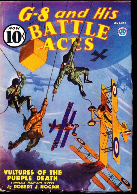 G-8 and His Battle Aces - 08/36 - Condition: Fn-Vf -Vultures of the Purple Death, raw comic book in VF condition — front cover