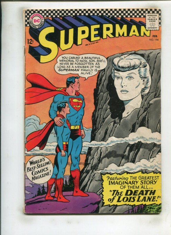 Superman #194 (DC Comics, 1967), raw comic book in 3.5 condition — front cover