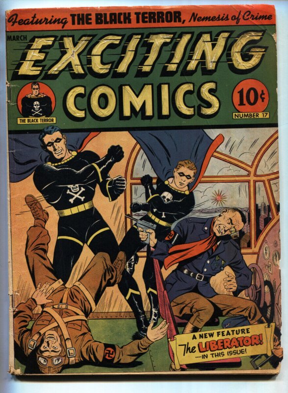 Exciting Comics #17 (1942), raw, ungraded comic book — front cover