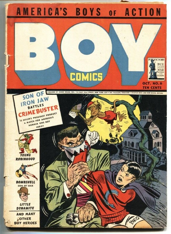 Boy Comics #6 (1942), raw, ungraded comic book — front cover
