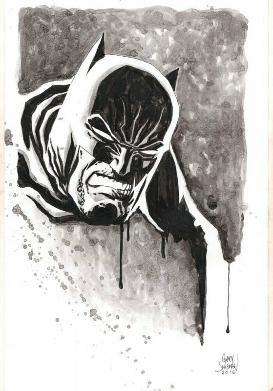 Batman Battle Damaged Commission - 2016 Signed art by Gary Shipman (2016), raw, ungraded comic book — front cover