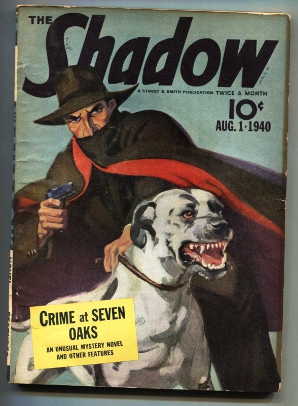 The Shadow Pulp August #1 (1940), raw comic book in VG condition — front cover
