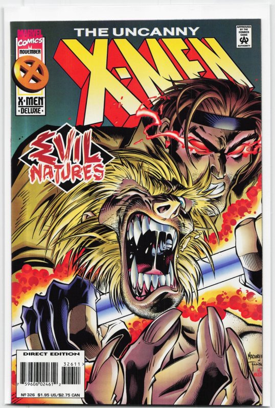 The Uncanny X-Men #326 (Marvel Comics, 1995), raw, ungraded comic book — front cover