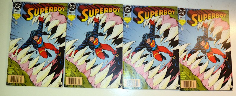 1994 Superboy Lot of 4 #10 (x4) DC Comics VF+ 3rd Series 1st Print Comic Books (DC Comics, 1994), raw comic book in VF+ condition — front cover