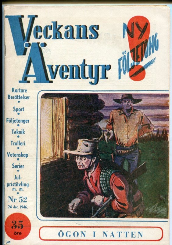 Veckans Aventyr Vol. 7 #52 (1946), raw comic book in VF condition — front cover