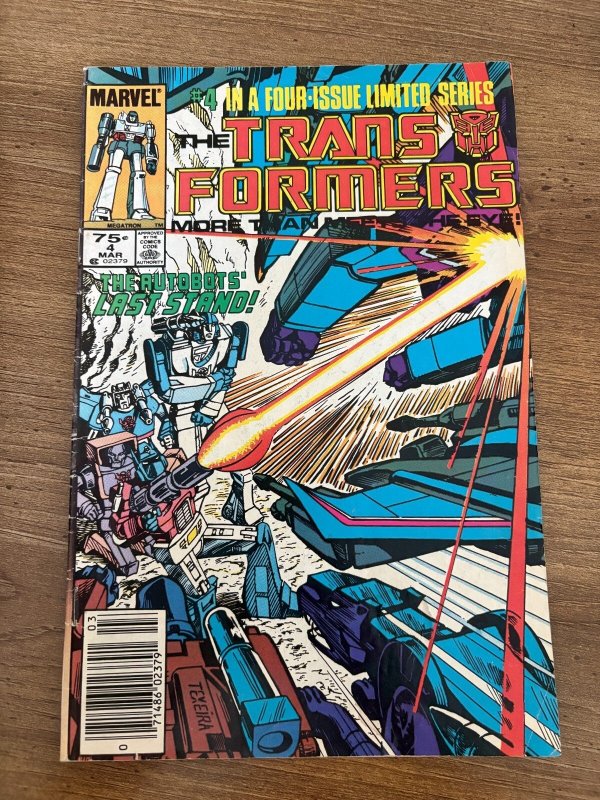 Transformers #4 (Marvel Comics), raw comic book in VG condition — front cover