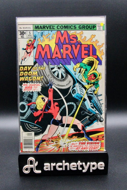 Ms. Marvel #5 (Marvel Comics, 1977), raw, ungraded comic book — front cover