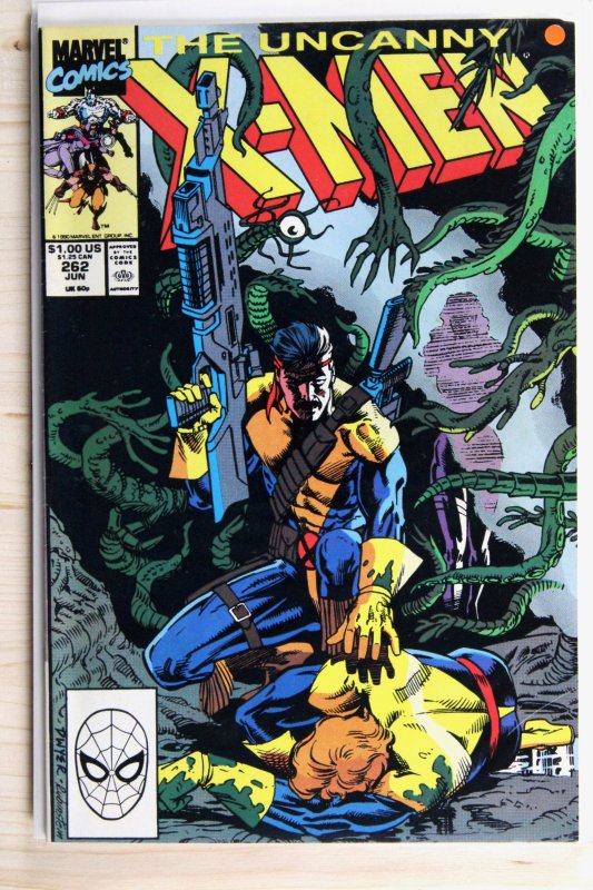 The Uncanny X-Men #262 (Marvel Comics, 1990), raw comic book in VF/NM 9.0 condition — front cover