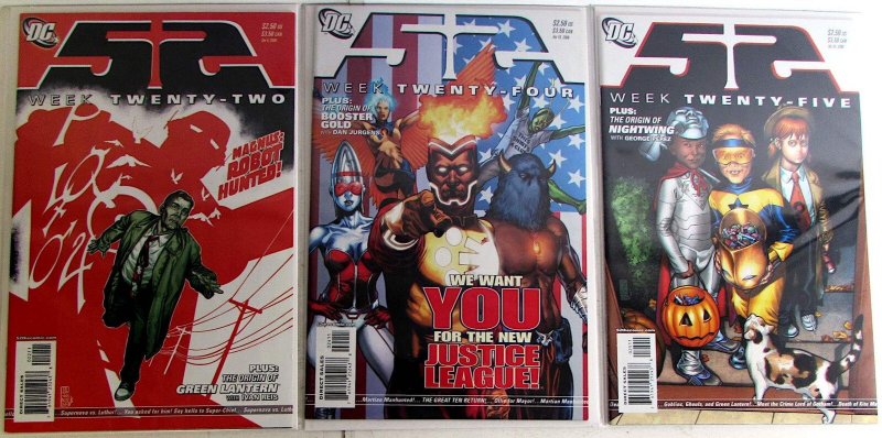 52 Weeks Lot 3 #22, 24, 25 2006 DC John Constantine Booster Gold Comics (DC Comics, 2006), raw, ungraded comic book — front cover