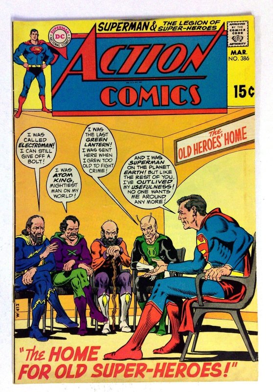 Action Comics #386 (DC Comics, 1970), raw comic book in VG/FN condition — front cover
