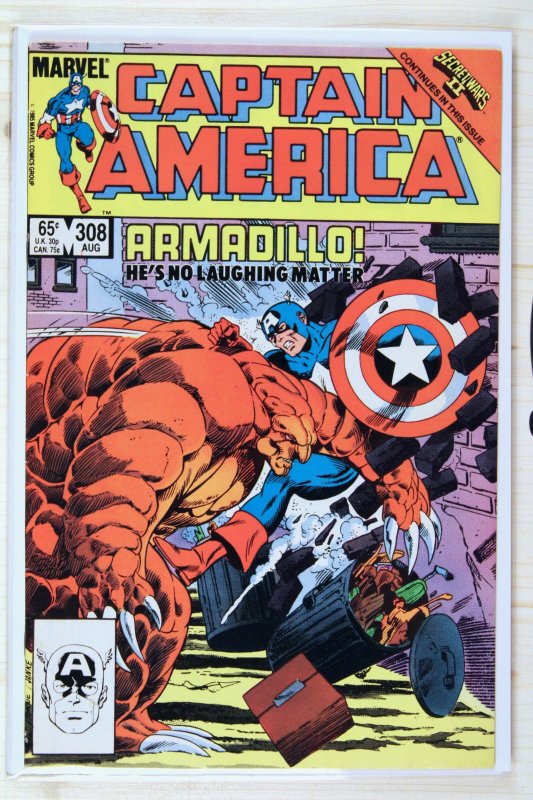 Captain America #308 (Marvel Comics, 1985), raw comic book in VF 8.0 condition — front cover