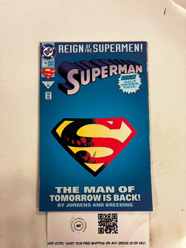 Superman #78 (DC Comics), raw comic book in NM condition — front cover
