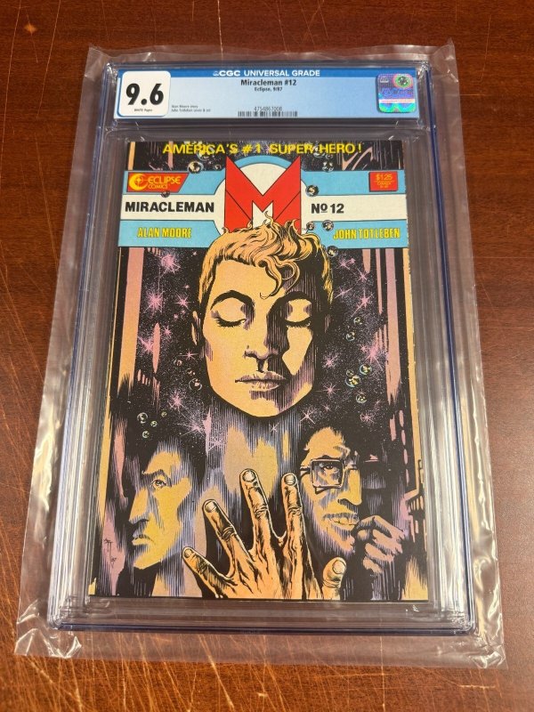 Miracleman #12 (1987), CGC 9.6 graded comic book, Universal Blue label — front cover in its holder