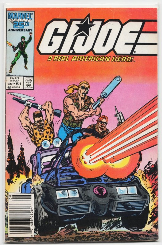 G.I. Joe: A Real American Hero #51 (Marvel Comics, 1986), raw, ungraded comic book — front cover