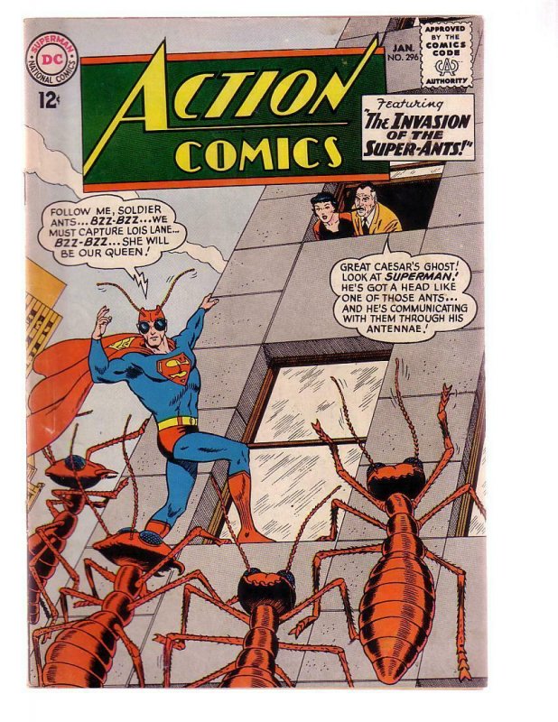 Action Comics #296 (DC Comics, 1963), raw comic book in VG condition — front cover