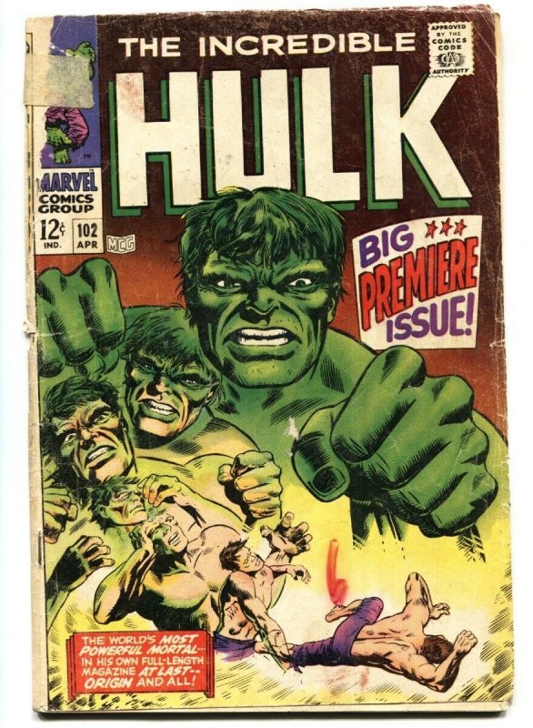 Incredible Hulk #1021967 First Issue Key Silver-age Marvel Comic Book (Marvel Comics), raw, ungraded comic book — front cover