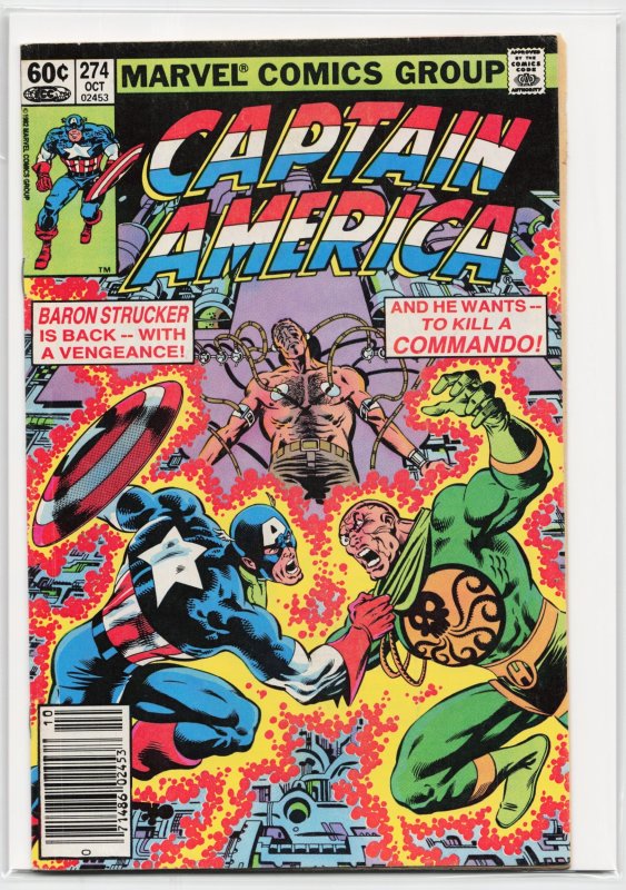 Captain America #274 (Marvel Comics, 1982), raw, ungraded comic book — front cover