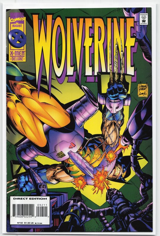 Wolverine #92 (Marvel Comics, 1995), raw, ungraded comic book — front cover