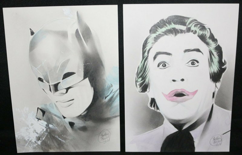 Batman and the Joker from 1966 TV Series 2pc Set - Signed art by Shelton Bryant (1966), raw, ungraded comic book — front cover
