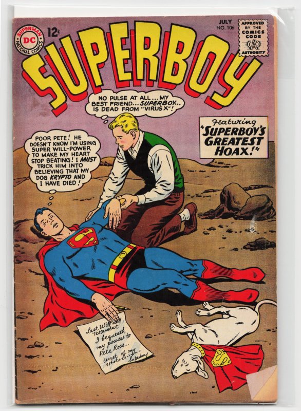 Superboy #106 (DC Comics, 1963), raw, ungraded comic book — front cover