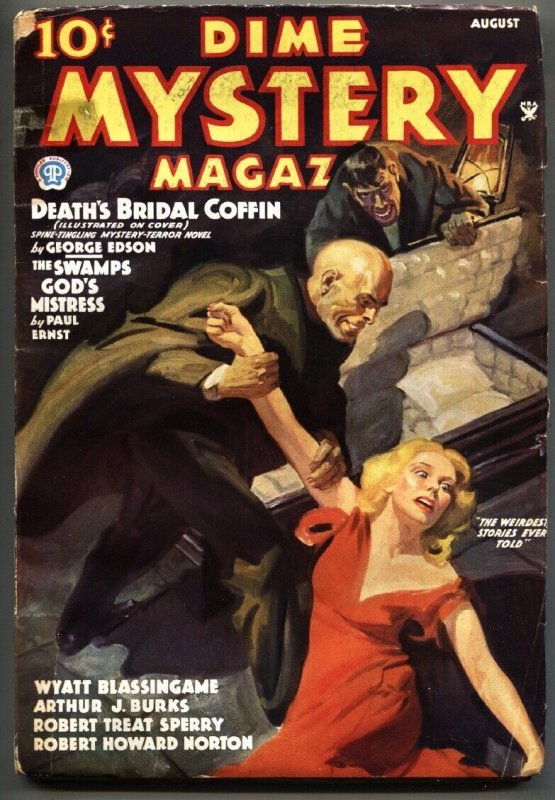 Pulp: Dime Mystery Aug 1935 // Baumhofer Cover // Weird Menace // Pulp (1935), raw, ungraded comic book — front cover