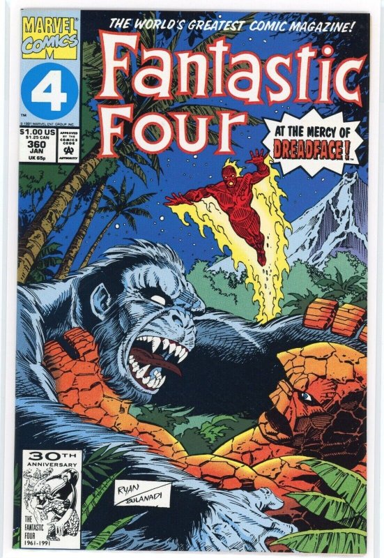 Fantastic Four #360 (Marvel Comics, 1992), raw comic book in NM 9.4 condition — front cover